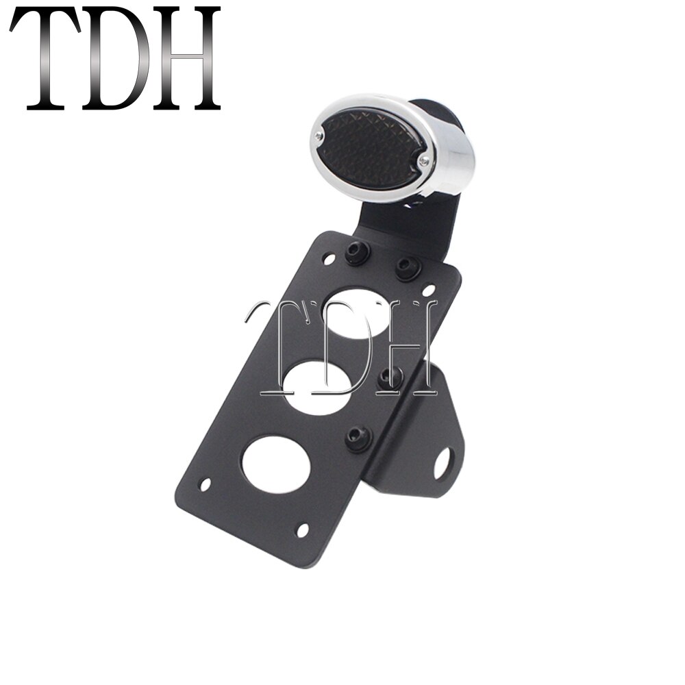 Luz LED cromada para motocicleta tipo Cafe Racer, luz trasera de freno, para matrícula de Harley, Shovelhead, Chopper, Bobber, Softail: Chrome Smoke B