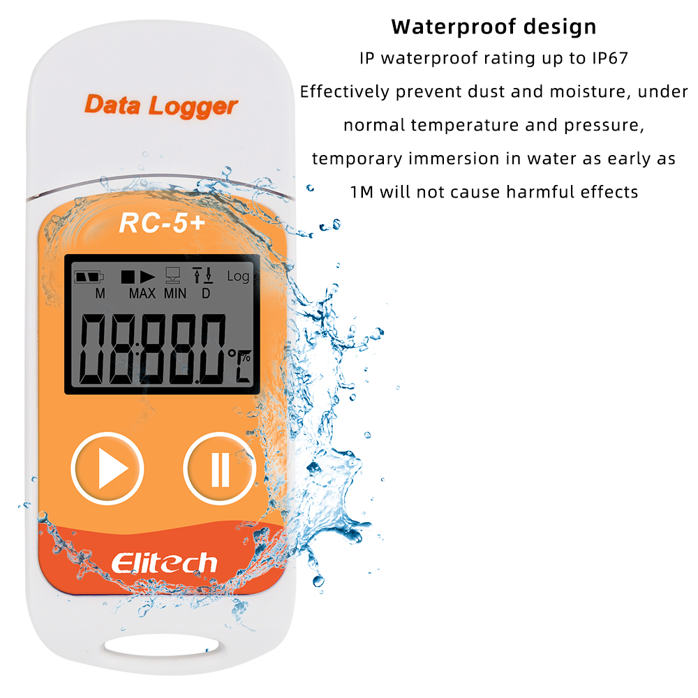 Elitech RC-5+ USB Data Logger - Genanvendelig PDF Temperatur Data Logger til Kølekæde
