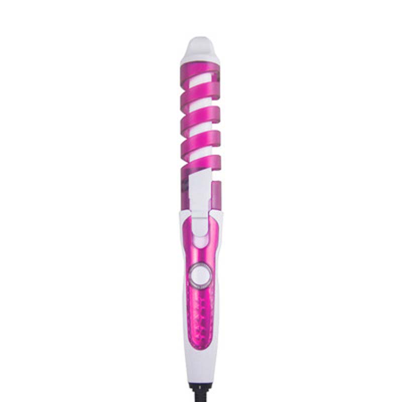 Spiral Curling iron Women's portable curling tongs Simple operation Wave curling tongs automatically rotate curling iron: Pink / us