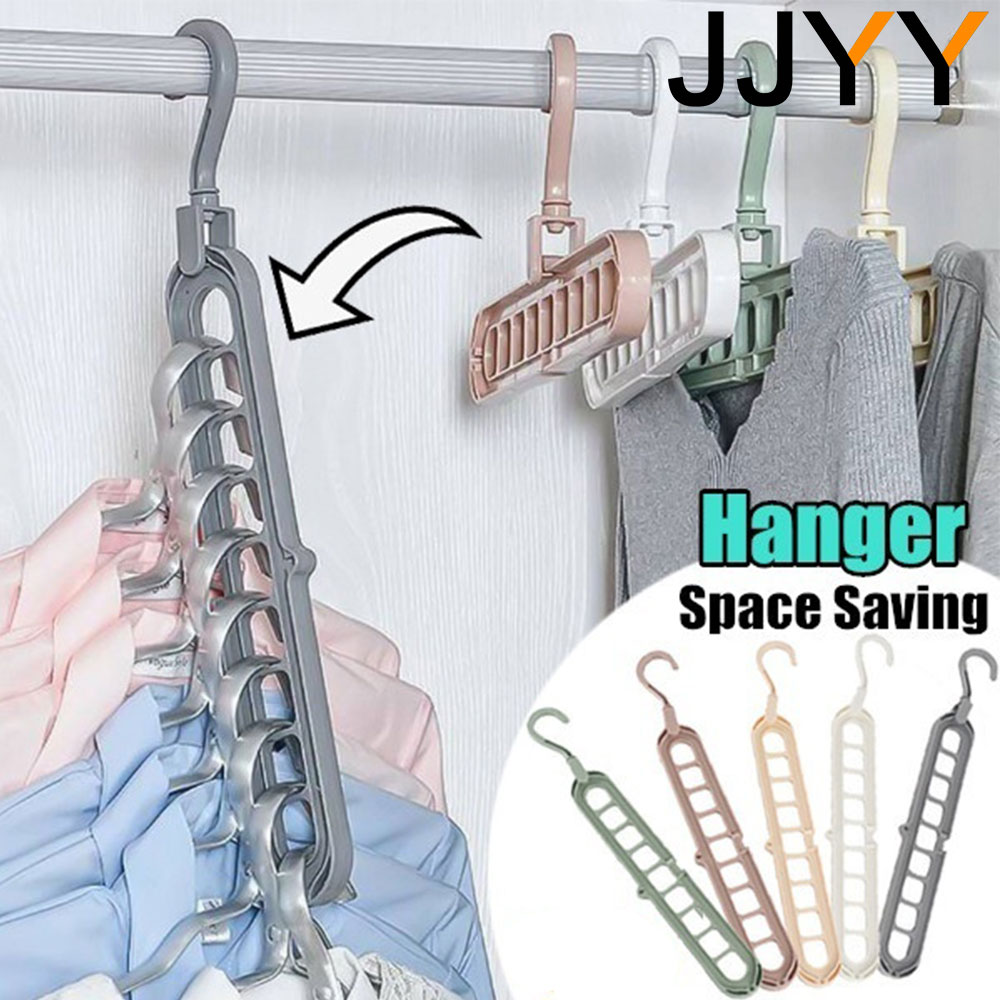 JJYY 9-Loch platzsparender Kleiderbügel, 360 drehbarer magischer Kleiderbügel, multifunktionaler, zusammenklappbarer magischer Kleiderbügel, Kleiderschrank, zum Trocknen von Kleidung und Kleidung
