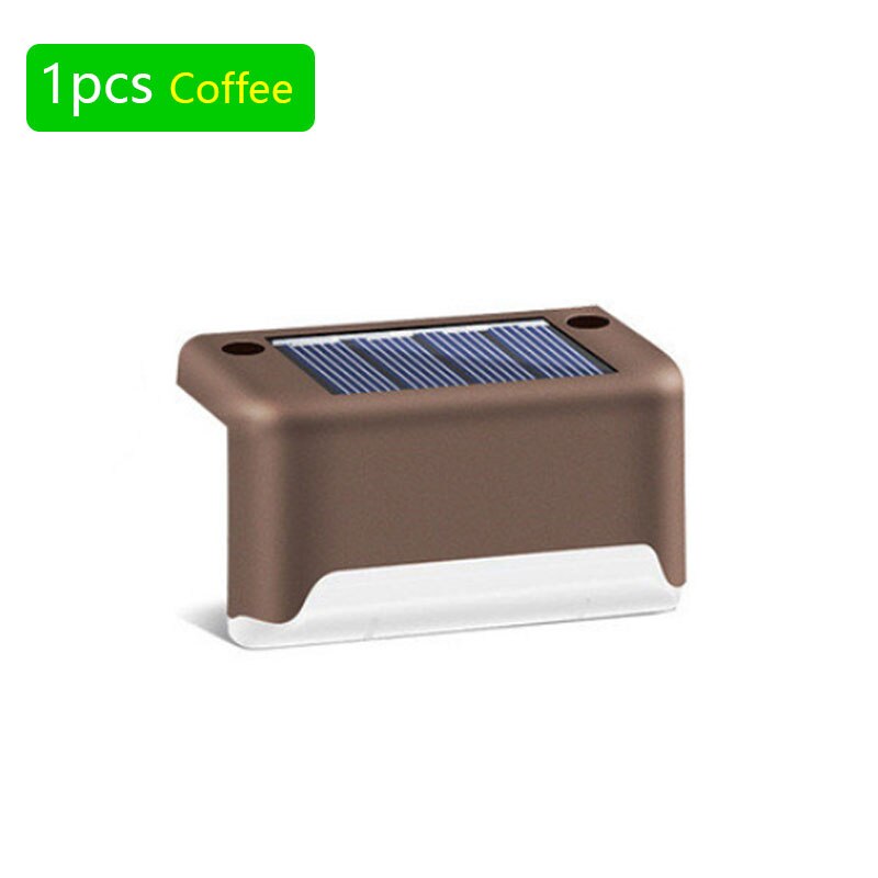 Lot de 8 lampes solaires led pour clôture, chemin, escalier, extérieur, étanche, applique murale, jardin, paysage, marche, escalier, balcon, terrasse: 1 pièce couleur café / Blanc chaud