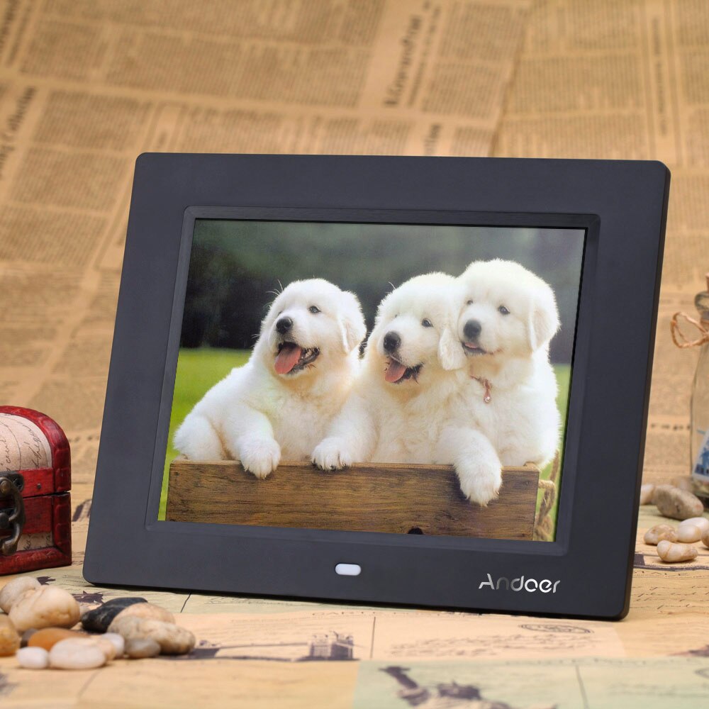 Andoer 8 ''ultra-mince HD TFT-LCD cadre Photo numérique réveil MP3 MP4 lecteur de film avec bureau à distance cadre Photo numérique
