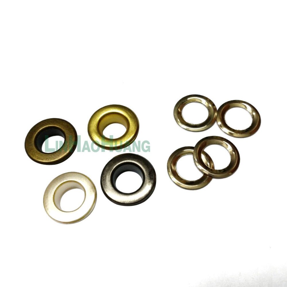 Œillets en fer métallique de 8mm avec œillets ronds en métal et rondelle, nickel noir, bronze/or, couleur plaqué, , 200sets/lot
