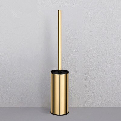 Porte-brosse de toilette mural Vertical doré avec brosse de toilette en acier inoxydable bross304 Kit de nettoyage de brosse de toilette noir Nickel: gold 0