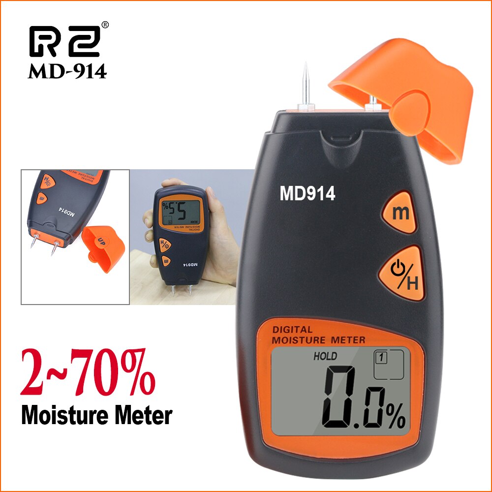RZ Digitale Hout Vochtmeter Inhoud Van Hout 4 Pins Sensor Vochtgehalte In Hout Sanpometer Lumber Vochtigheid Meter MD914