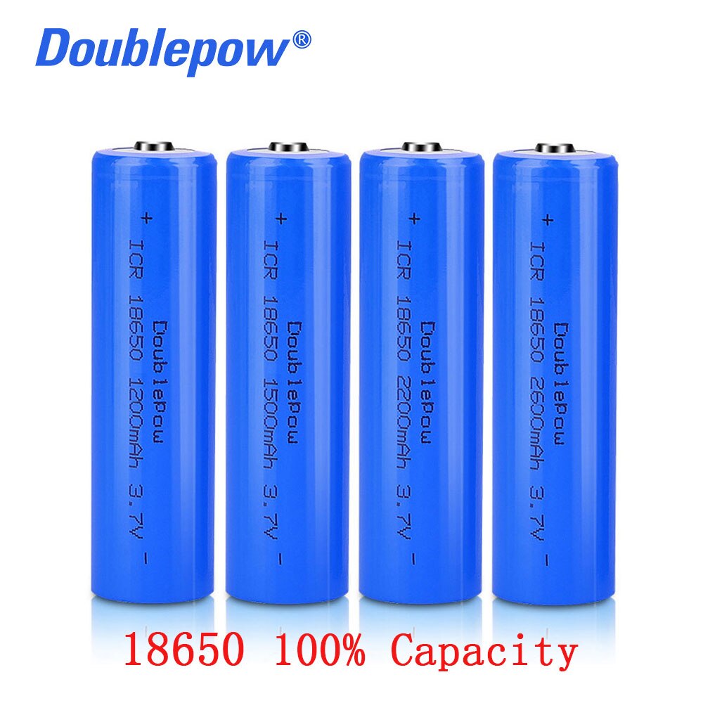 100% Original 4pcs Doublepow Batteries 3.7v 18650 2000 2600 3400mah 