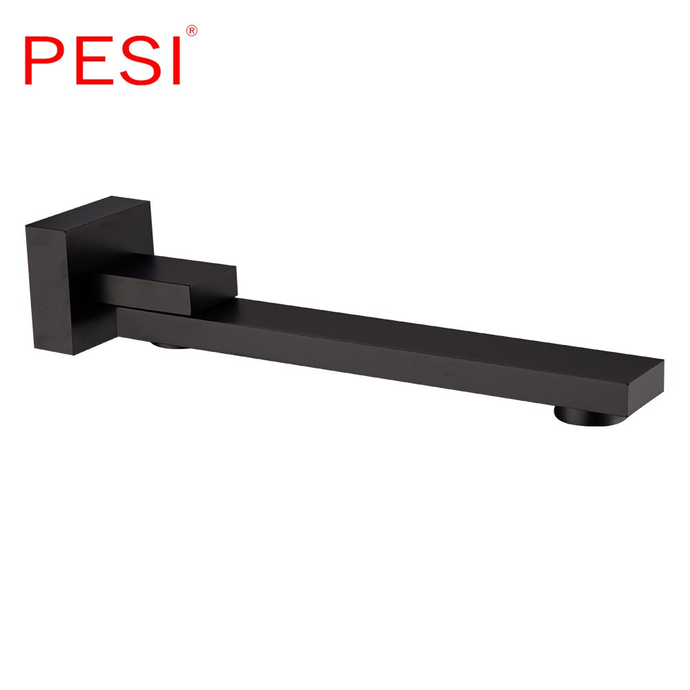Wall Mounted Solid Brass Faucet Spout Square and Round Chrome Solid In Wall Outlet Mixer Shower Faucet Accessories.: Square Black