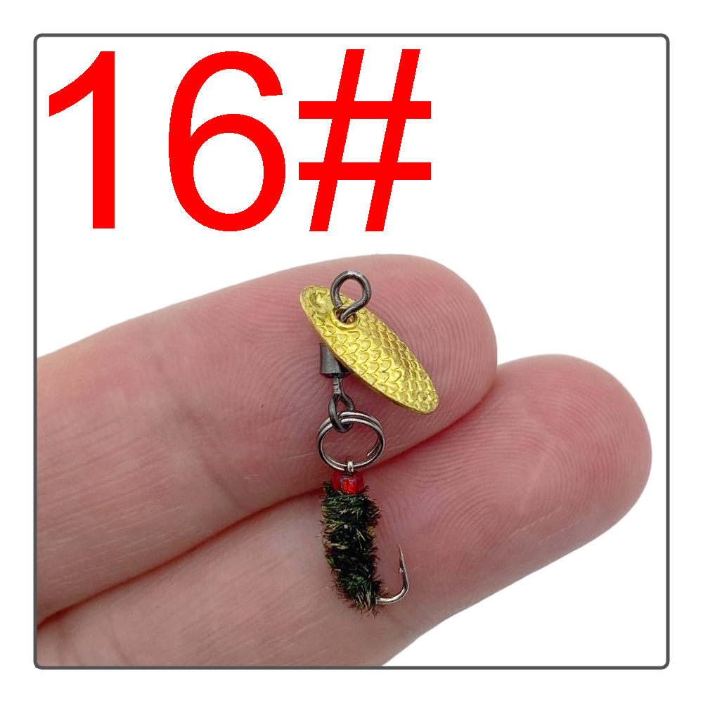 12#14#16#18#  fiskeagn fluefiske lokke fiskeskje ørret lokke enkelt krok svingbar skje lokke: Rød