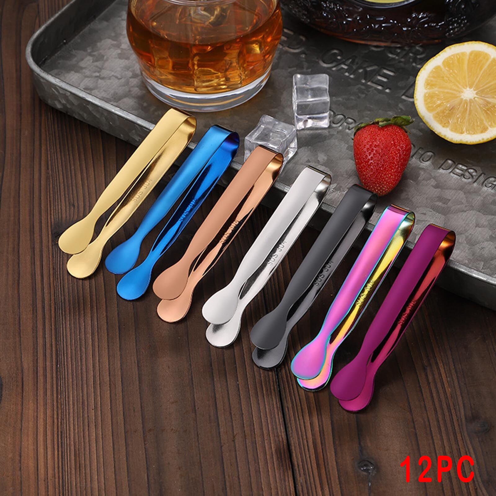 12Pcs Multicolored Mini Sugar Clips Small Ice Tongs Ice Clips Kitchen Tools For Tea Coffee Bar Kitchen Barbecue BBQ Clip