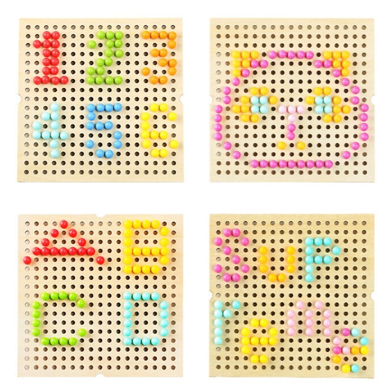 Jeu de Puzzle Intelligent 3D avec clous en forme de champignon, avec boîte de rangement en bois, planche de cheville en mosaïque, Puzzle pour enfants, jouets éducatifs de bricolage, 240 pièces