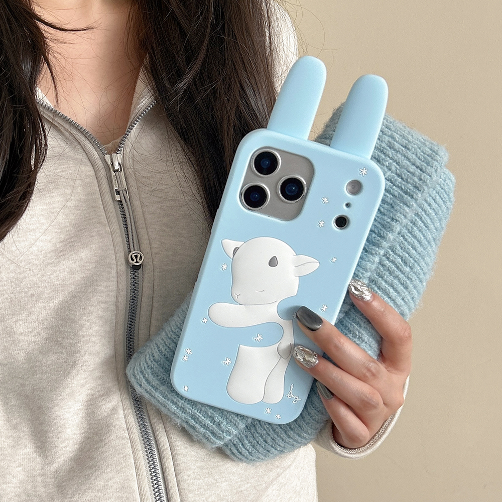 Cute 3D Cartoon Rabbit & Sheep Soft Silicone Phone Case For iPhone 17 16 15 14 13 Pro Max Shockproof Japanese Anime Back Cover
