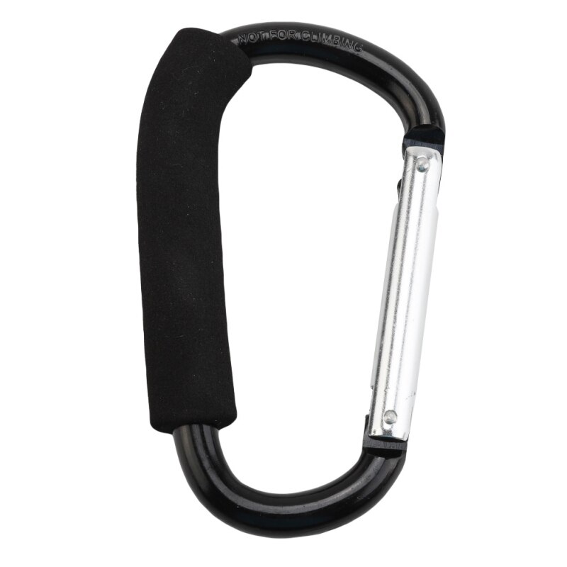 Mosquetón grande de aleación de aluminio en forma de D, mango suave de liberación rápida, gancho de hebilla para acampar al aire libre, Clip para llavero, 1 ud.: Negro