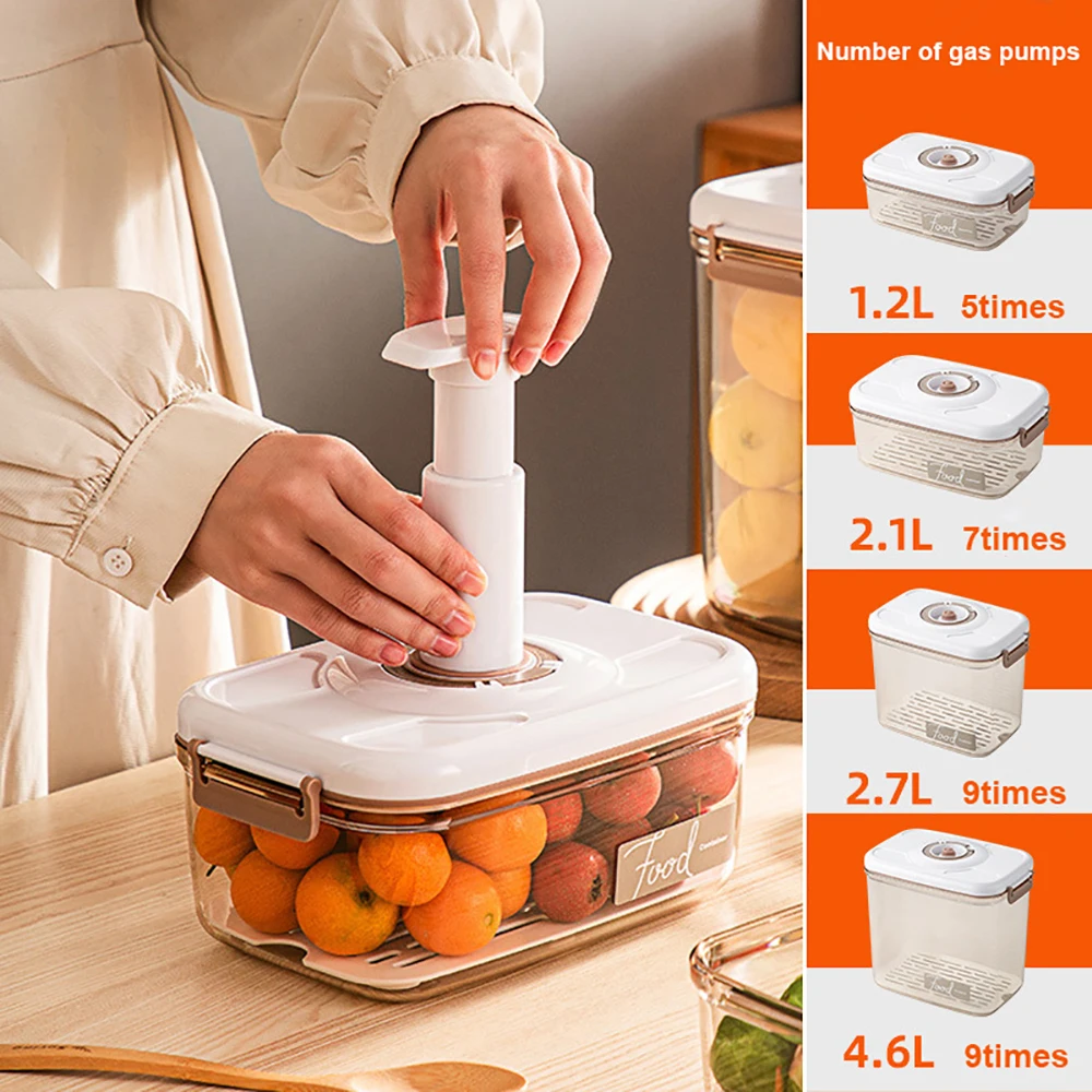 Voedsel Opslag Container Vacuüm Doos Grote Capaciteit Voedsel Dispenser Voor Keuken Transparant Verzegeld Voedsel Organizer Houden Lunch Verse