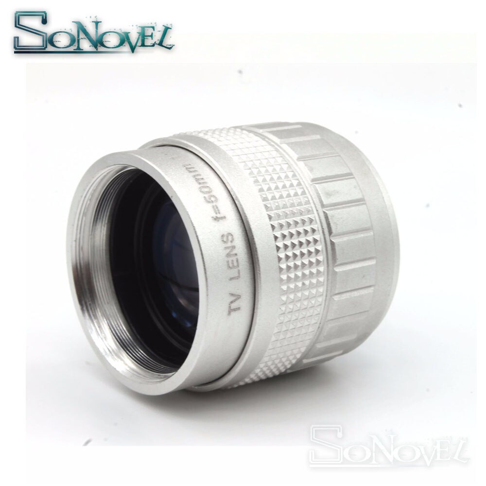 Silver 50mm F1.4 CCTV TV Movie lens+C Mount+Macro ring+Lens hood for SONY E Mount A6500 A6300 A6100 A3500 NEX Series Camera