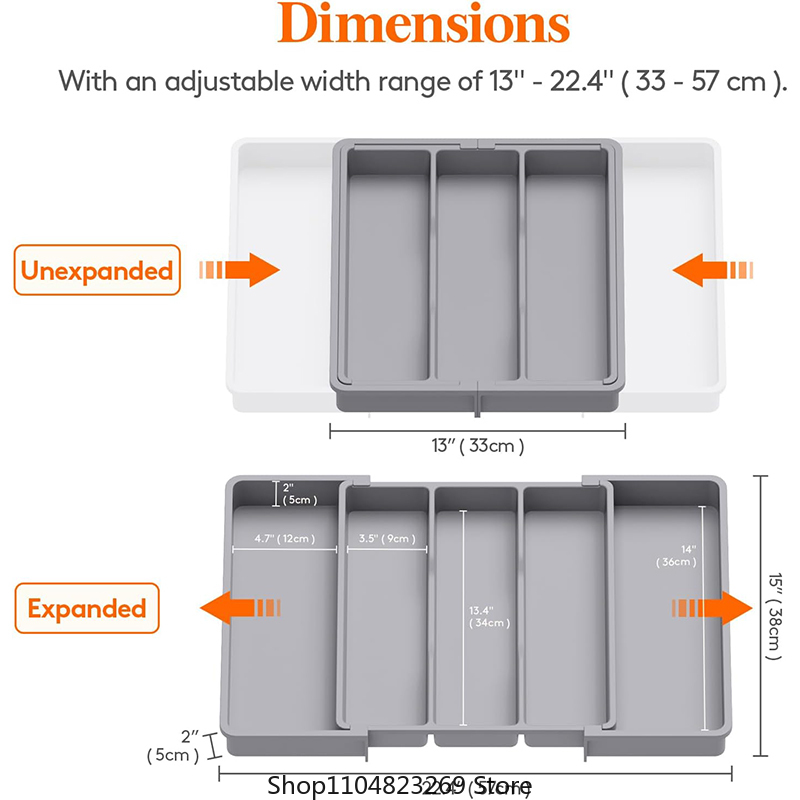 Organizador de utensilios expandible para cajones de cocina, organizador de cajones de cubiertos grande, divisor, bandeja de utensilios de cocina ajustable