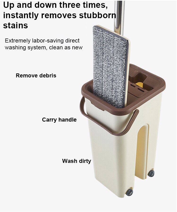 Mopa escurridor cubo con 2 uds fregona cojines 360 ° de cabeza giratoria fácil mopa plana limpiadora y cubos de Handwash libre mojado piso seco
