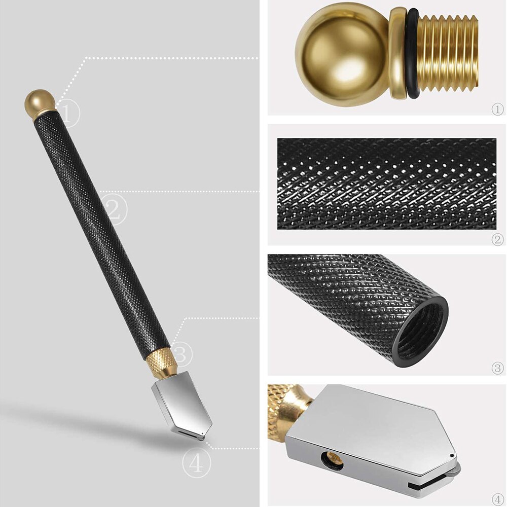 Diamond Glass Cutter 2mm-20mm Oil Feed Carbide Tip With Blades Screwdriver Glass Cutting Kit For Hand Tool Glass Cutting