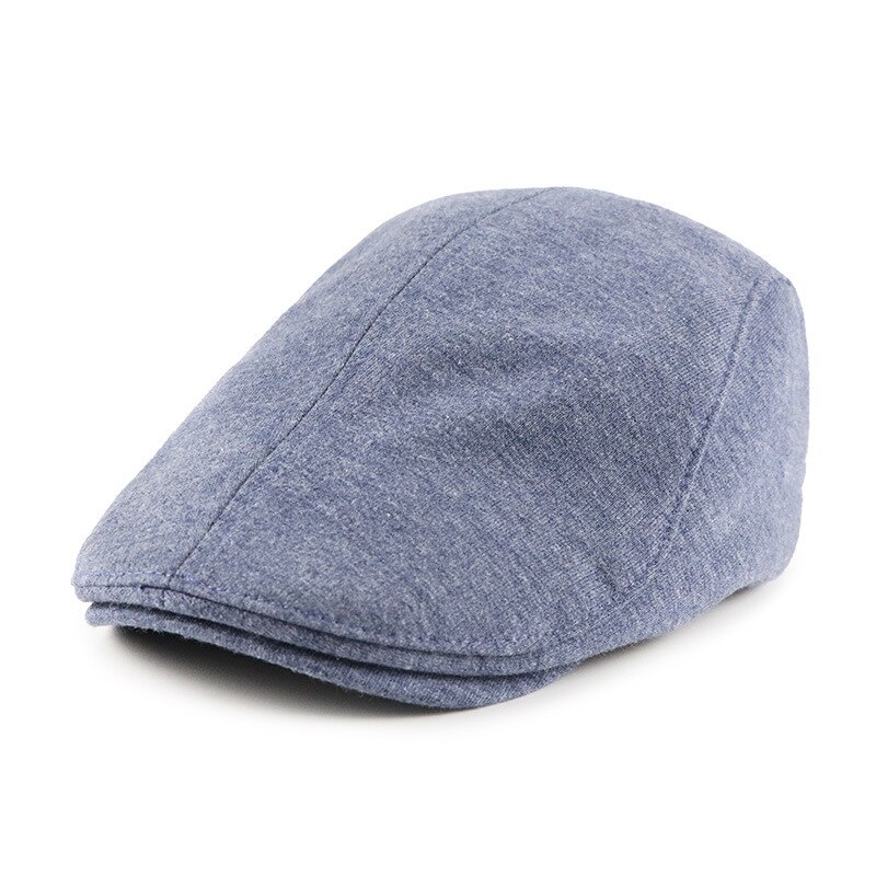 Herfst- en winterpet met klep, effen kleur, mannelijk en vrouwelijk, casual hoed, retro britse schildersbaret, verstelbare vizieren 15113: Cowboyblauw