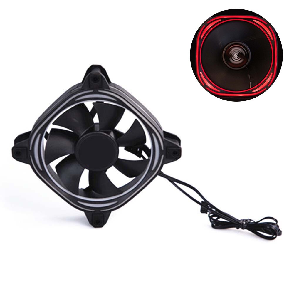 Mute 6 Pin 7 Blades Rgb Led Verlichting Computer Pc Case Cooling Fan Heatsink Koeler: RED