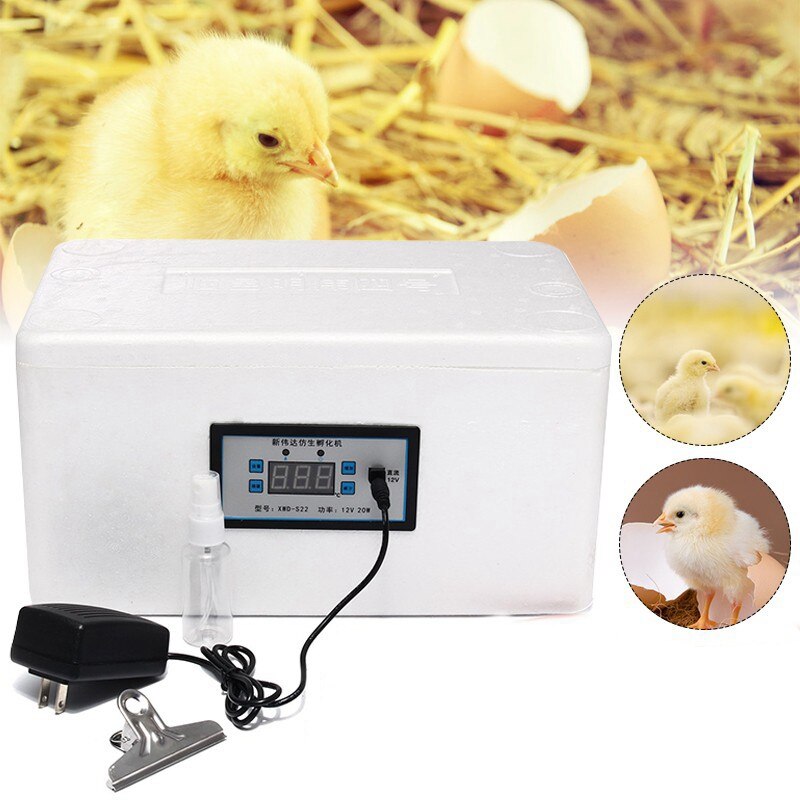 22 Eggs Incubator Automatic Home Digital Chicken Poultry Hatcher Foam Waterbed Incubator Farm Incubation Tool ,US Plug