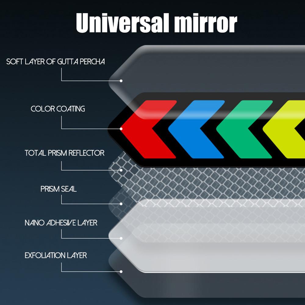 2Pcs Colorful Car Reflective Tape Universal Rearview Mirror Stickers Strip Anti-collision Safety Mark Warning Tape