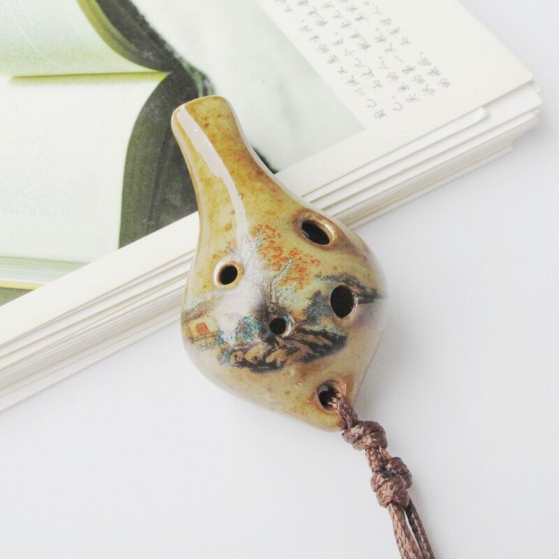 Ocarina – fleurs en céramique de Style chinois pour débutants, 6 trous, faites à la main, 6x4CM, de fête des mères et des pères, Instruments de musique