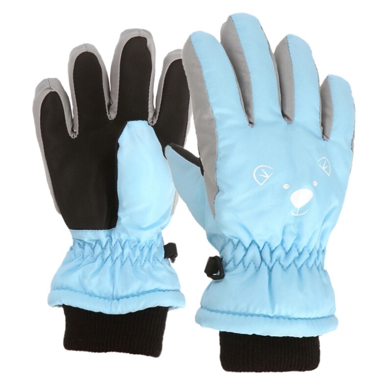 Kinderen Skiën Fietsen Handschoenen Peuter Dikke Warme Mittens Waterdicht Winddicht Outdoor Sport Schattige Beer Gezicht Handschoenen: Light blue