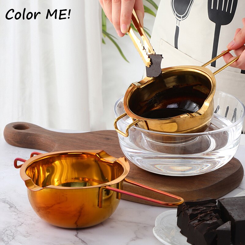 Stainless Steel Chocolate Melting Pot For Candy Candle Making Long Handle Wax Butter Heating Melting Bowl Dessert Baking Tools