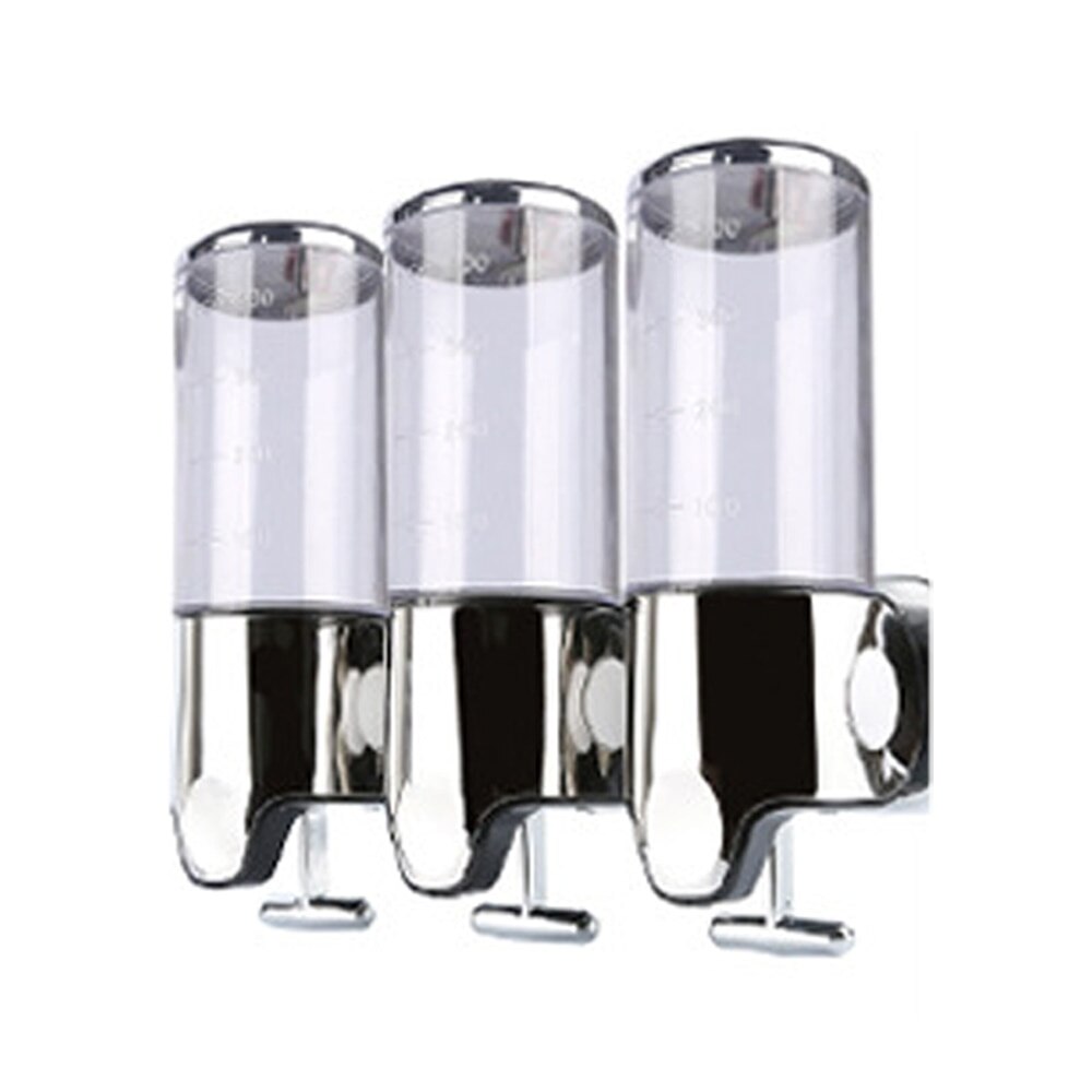 Liquid Soap Dispenser Wall Mounted Shower Gel Dispensers Shampoo Container Kitchen Tools Pump Double Hand Bathroom Soap Bottle: Three Transparent