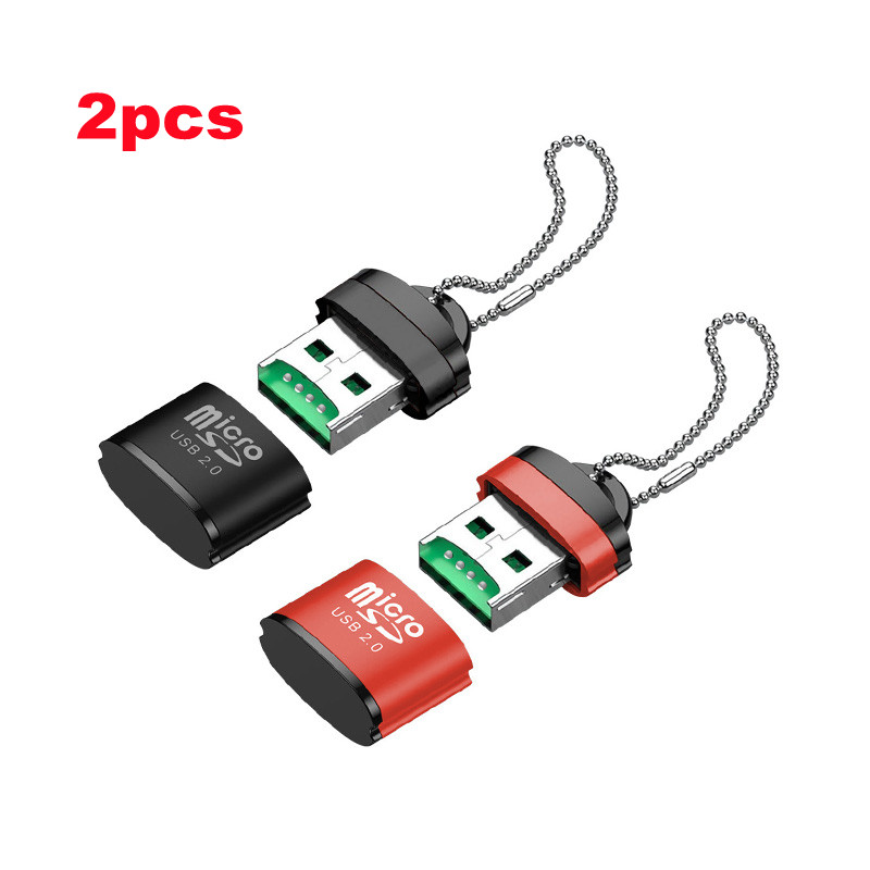 Mini lector de tarjetas microSD TF USB 2,0, adaptador de tarjetas de memoria para teléfono móvil, adaptador USB de alta velocidad para accesorios de ordenador portátil: 2pcs