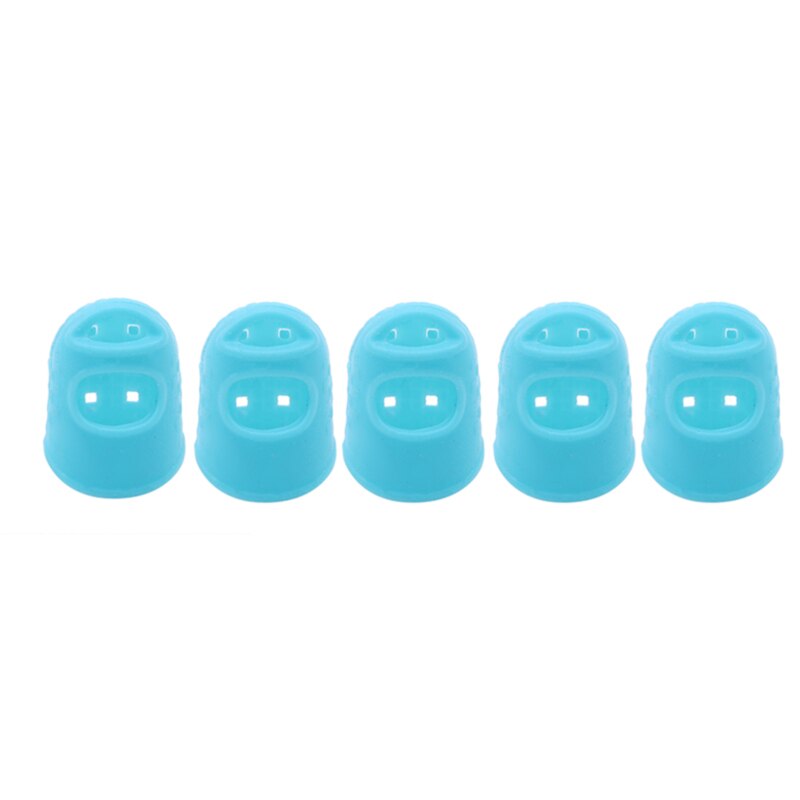 Protectores de dedos de silicona para guitarra, 5 piezas, protectores de dedos para ukelele, antideslizantes, 6 colores opcionales: Light blue