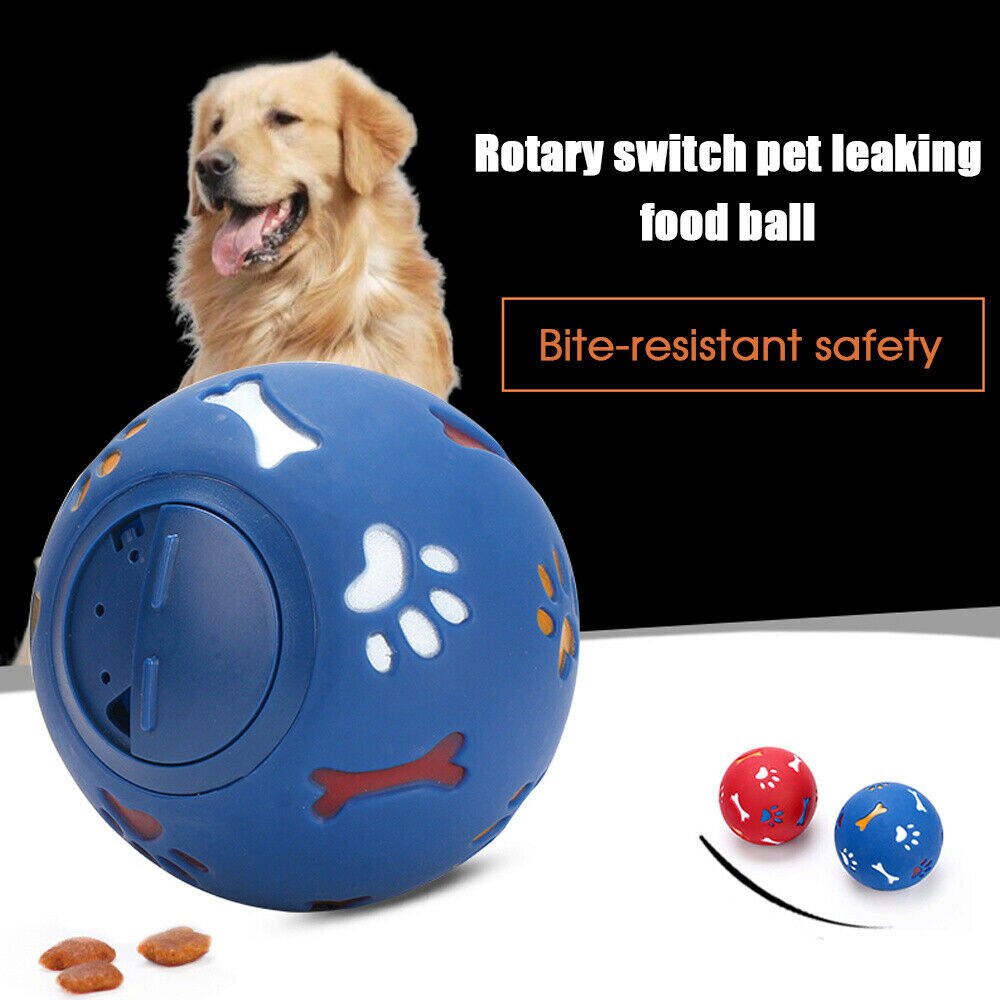 Multifunctional Dog Food Play Ball Toy Rubber Ball Chew Dispenser Leakage Interactive Pet Dental Teething Training Toy Ball