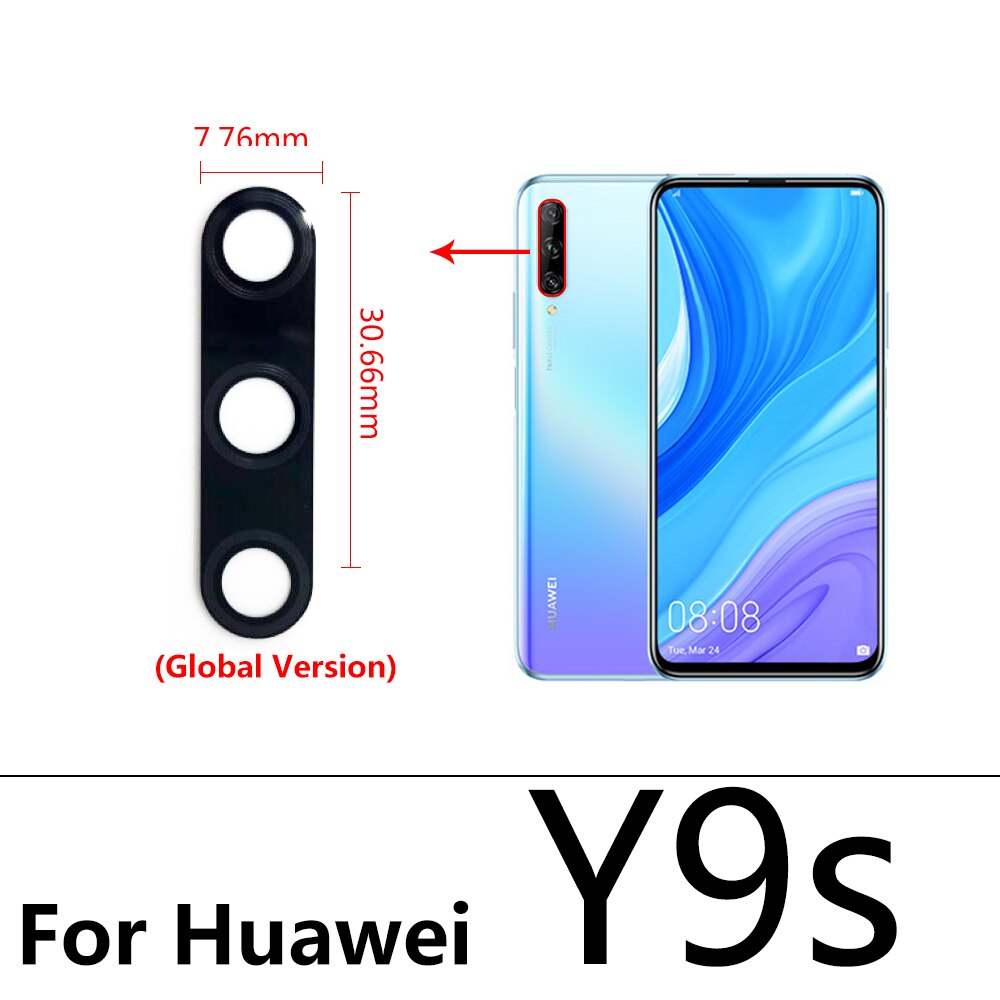 10pcs/Lot, Rear Back Camera Glass Lens Cover For Huawei Y5P Y9S Y8S Y8P Y6P Y7P Y5A Y6s With Ahesive Sticker: Y9S