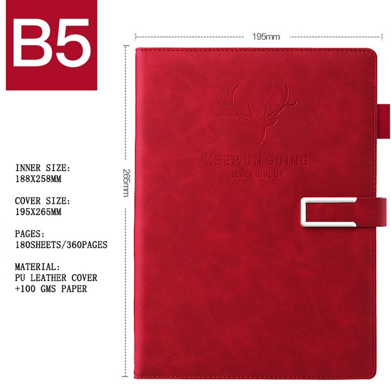 360 Pages Super Thick Wax Sense Leather B5 Journal Notebook Daily Business Office Work Notebooks Notepad Diary School Suppli: A