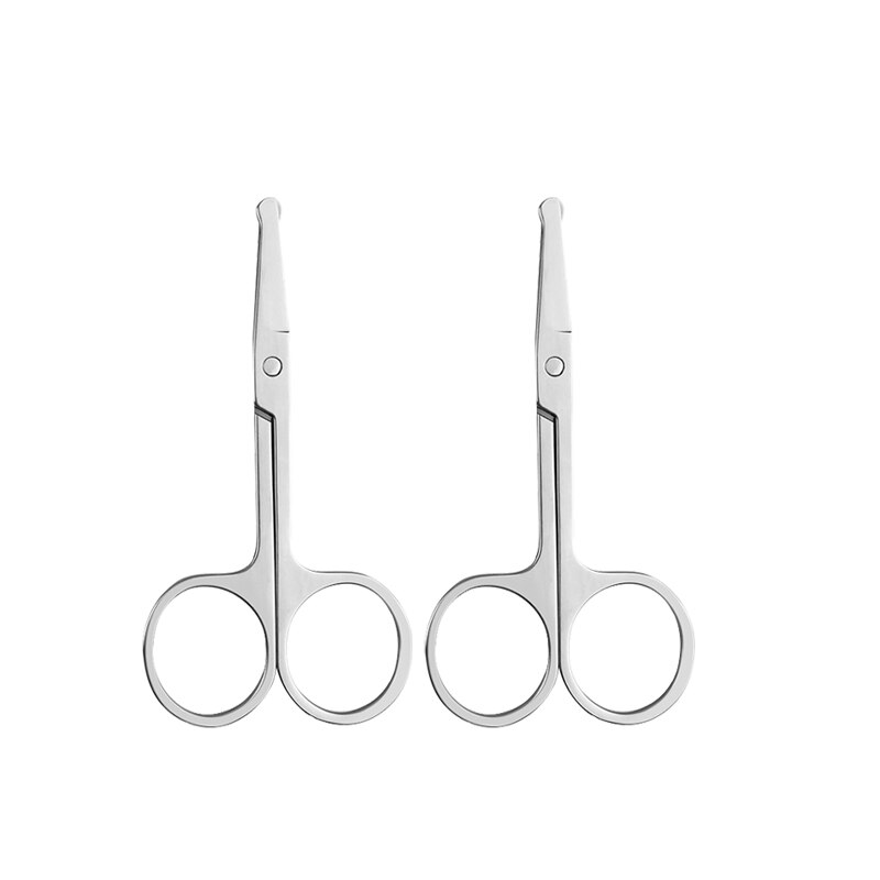 Nose hair scissors men's stainless steel safety manual nose hair trimmer women's eyebrow trimming small scissors: Vibrissac scissors 2 pieces