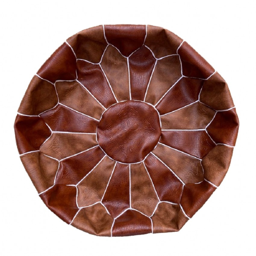 Pouf en cuir PU marocain, coussin non rembourré, repose-pieds, broderie artisanale, Pouf rond et grand, 50*50*25cm