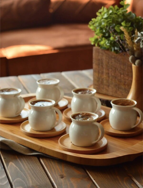 Hvidt kaffestel kaffestel espressokop te kop porcelæn catering ben kaffekop drikkegrej dekorativt køkkenredskab: 6 stk kaffestel