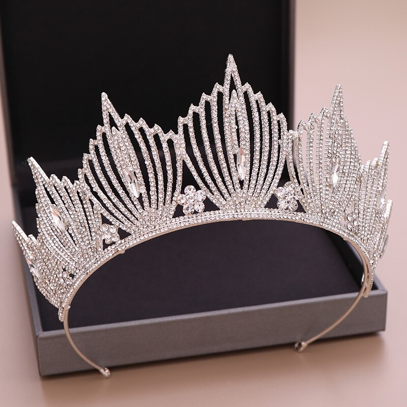 Luxe Crystal Kronen Zilver Goud Grote Tiara Diadems Vrouwen Bridal Pageant Bruiloft Haaraccessoires Koningin Crown Haar Sieraden