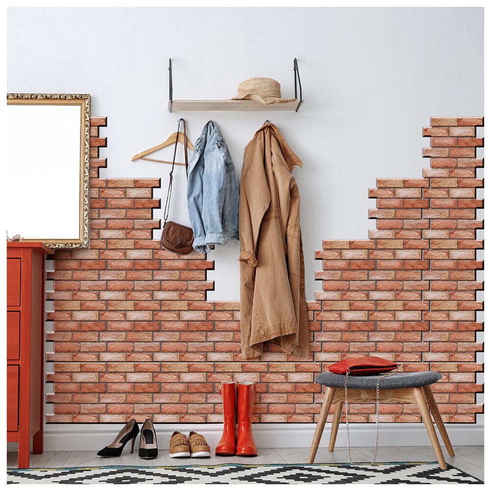 Lychee Life 3D Grain Brick Wall Stickers Square Mosaic Stick Tile DIY Arts Crafts Making Home Decoration Material: 4