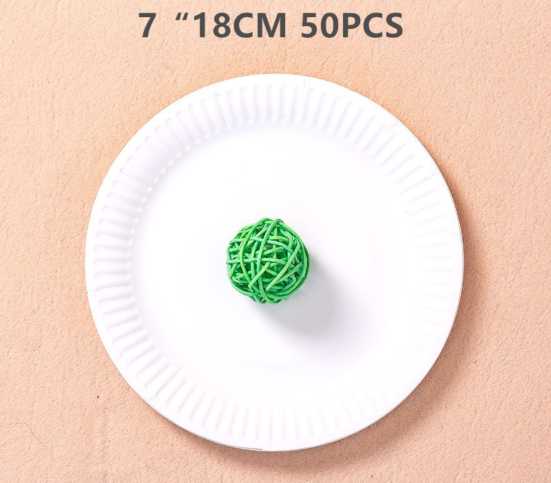 50pcs Paper Plate, Disposable Party Tableware, Bone Spitting Plate, Picnic Plate, Children's Drawing Diy White Cardboard, Decora