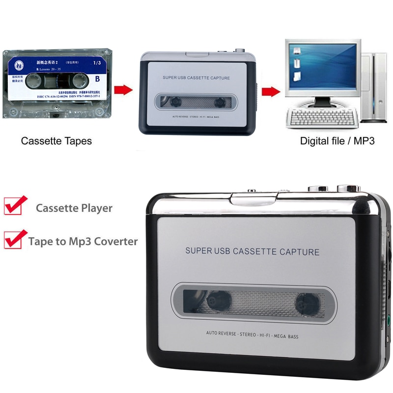 Ezcap 218 Vecchio Nastro Convertire Per PC Del Computer, cassette Per MP3 Convertitore di Formato Audio Recorder Scheda di Acquisizione Lettore Musicale Walkman