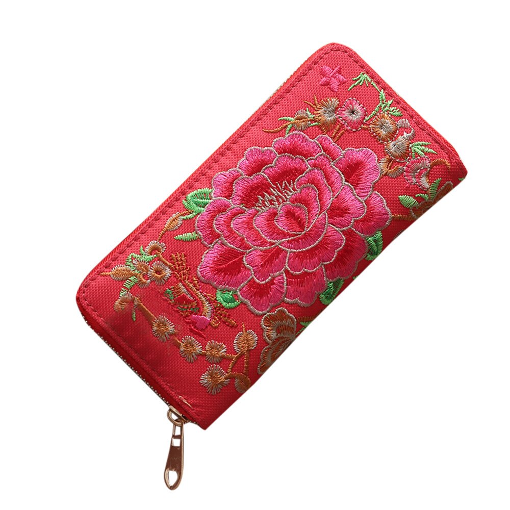 Aelglacial femmes portefeuille femmes unique Pull broderie Style ethnique portefeuille carte sac monnaie sac Long portefeuille porte-carte