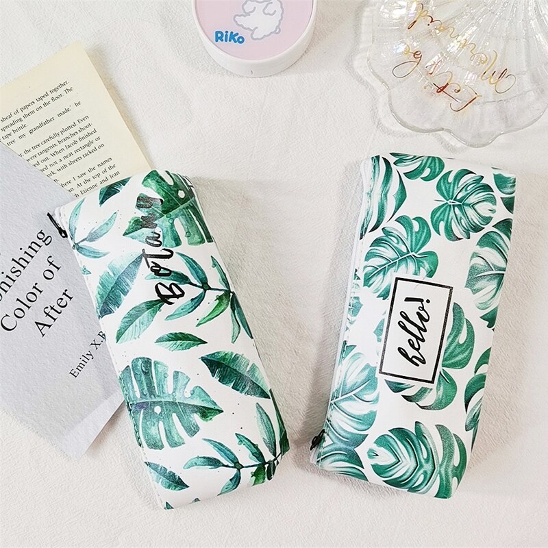 Small Green Turtle Leaf Pencil Case Student Pencil Box Pencilcase Pencil Bag School Supplies Stationery