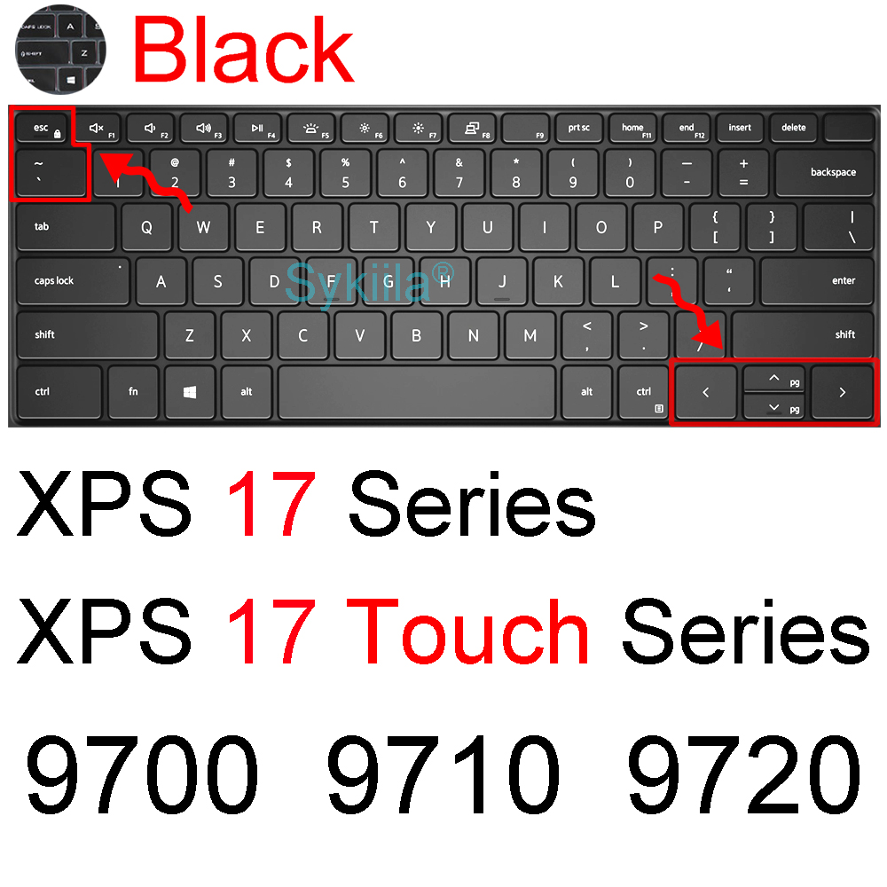 Housse de clavier en Silicone pour Dell XPS 17, accessoires, housse de protection tactile, 17 pouces, 9700, 9710, 9720, 9000: Black