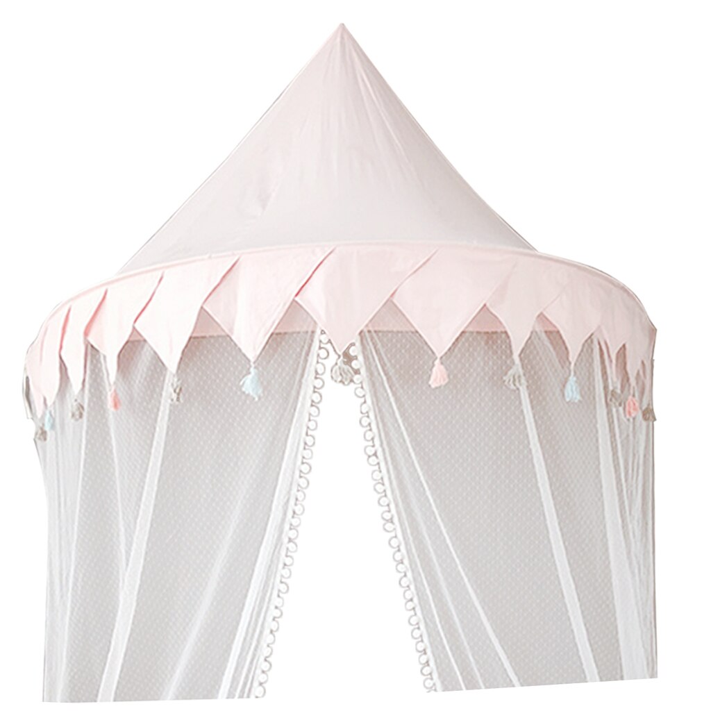 Baby Half-moon Shape Nursery Bed Canopy, Children Hanging Play Tent Mosquito Net for Kids Baby Bedroom Decoration -L –Pink