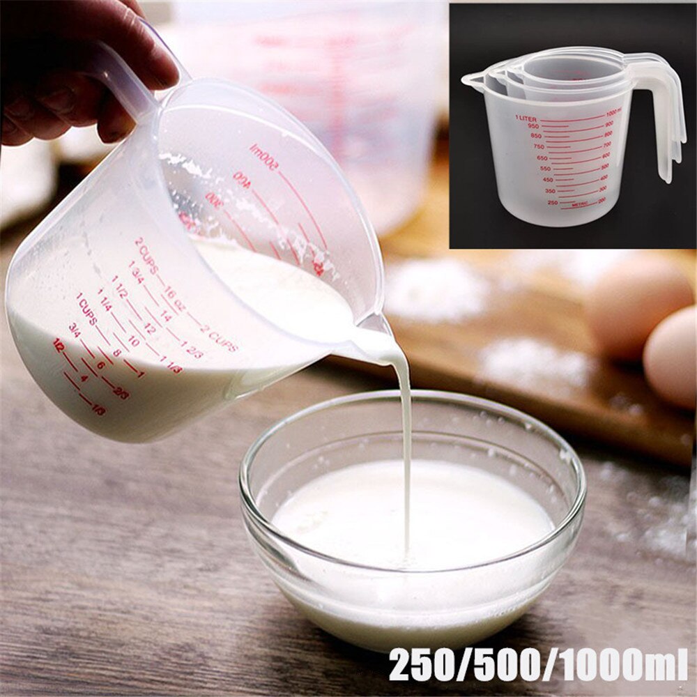 250/500/1000ML Plastic Measuring Cup Jug Pour Spout Surface Clear Scale Transparent Pour Spout Kitchen Tool Device