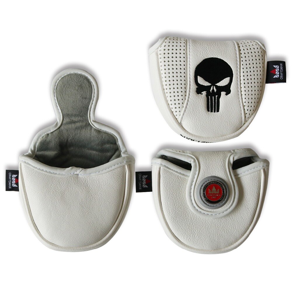 Craftsman Golf Mallet Cover Headcover Magnetic with golf ball marker metal White Skull Limited Edition