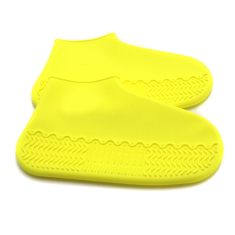Reusable Outdoor Non-Slip Thick Resistant Rain Boots Rainproof Shoe Cover Waterproof Silicone Sneakers Accessories Cover: YELLOW / 35.5