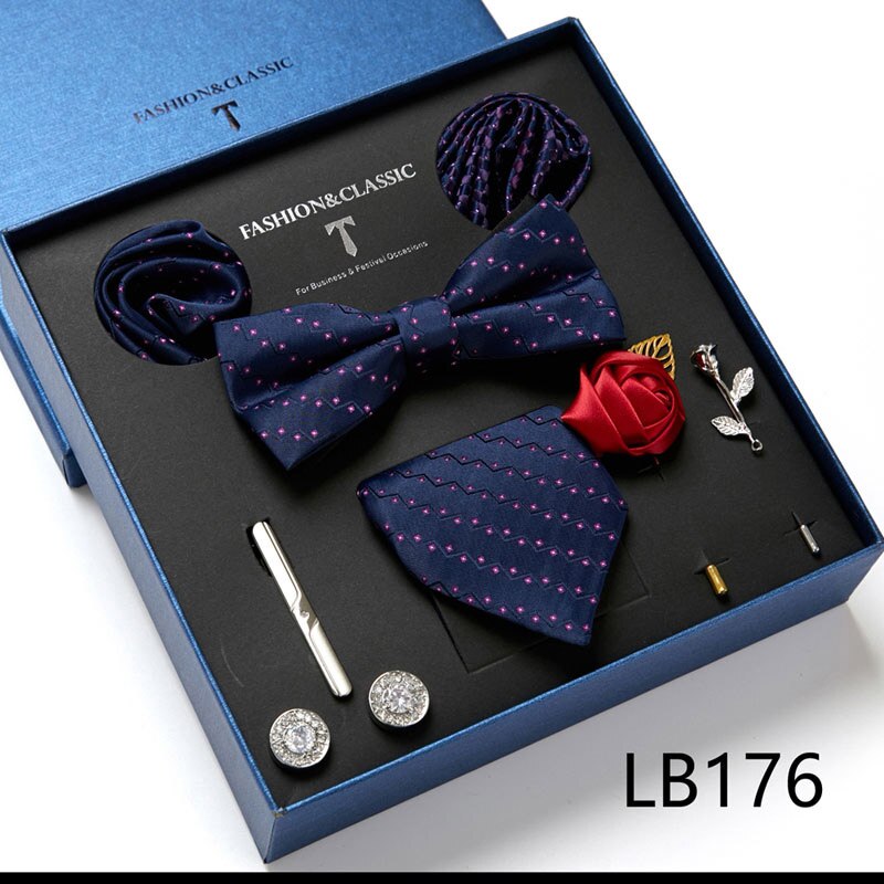 Caja de de , corbata a cuadros roja, bolsillo, cuadrados, gemelos, broche, conjunto con rizador, accesorios para traje de oficina para hombre, de boda y cumpleaños: Lavanda