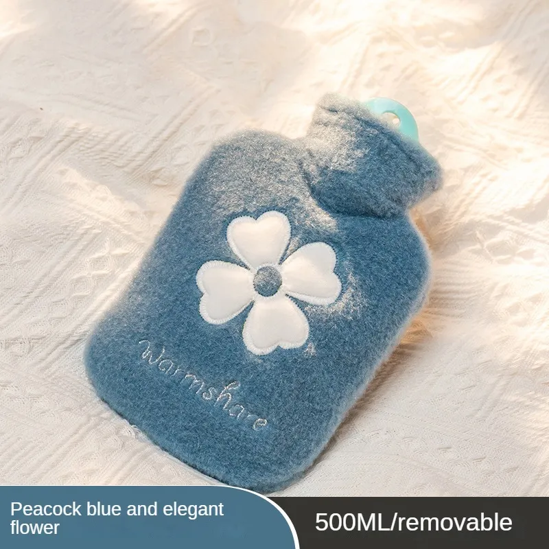 Bottiglia di acqua calda in flanella scaldamani invernale carino bottiglia d'acqua Kawaii per ragazze bottiglie calde portatili per letto a mano in vita 500/1000ml: giallo